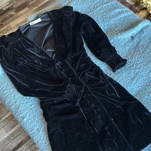 Zara Black Velvet LS Holiday‎ Dress